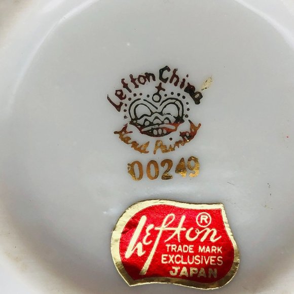 Vintage Lefton Porcelain Trinket Basket Hand Painted Dogwood Flowers Gilt Japan - Picture 7 of 9